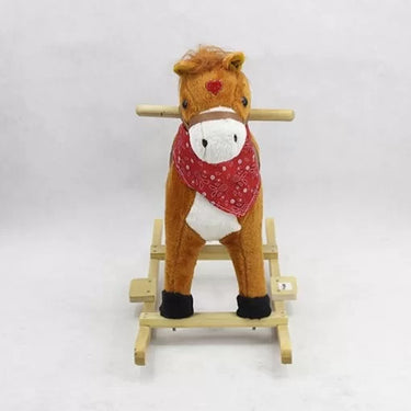 Kids Classic Plush Rocking Horse With Smooth Motion - Light Brown
